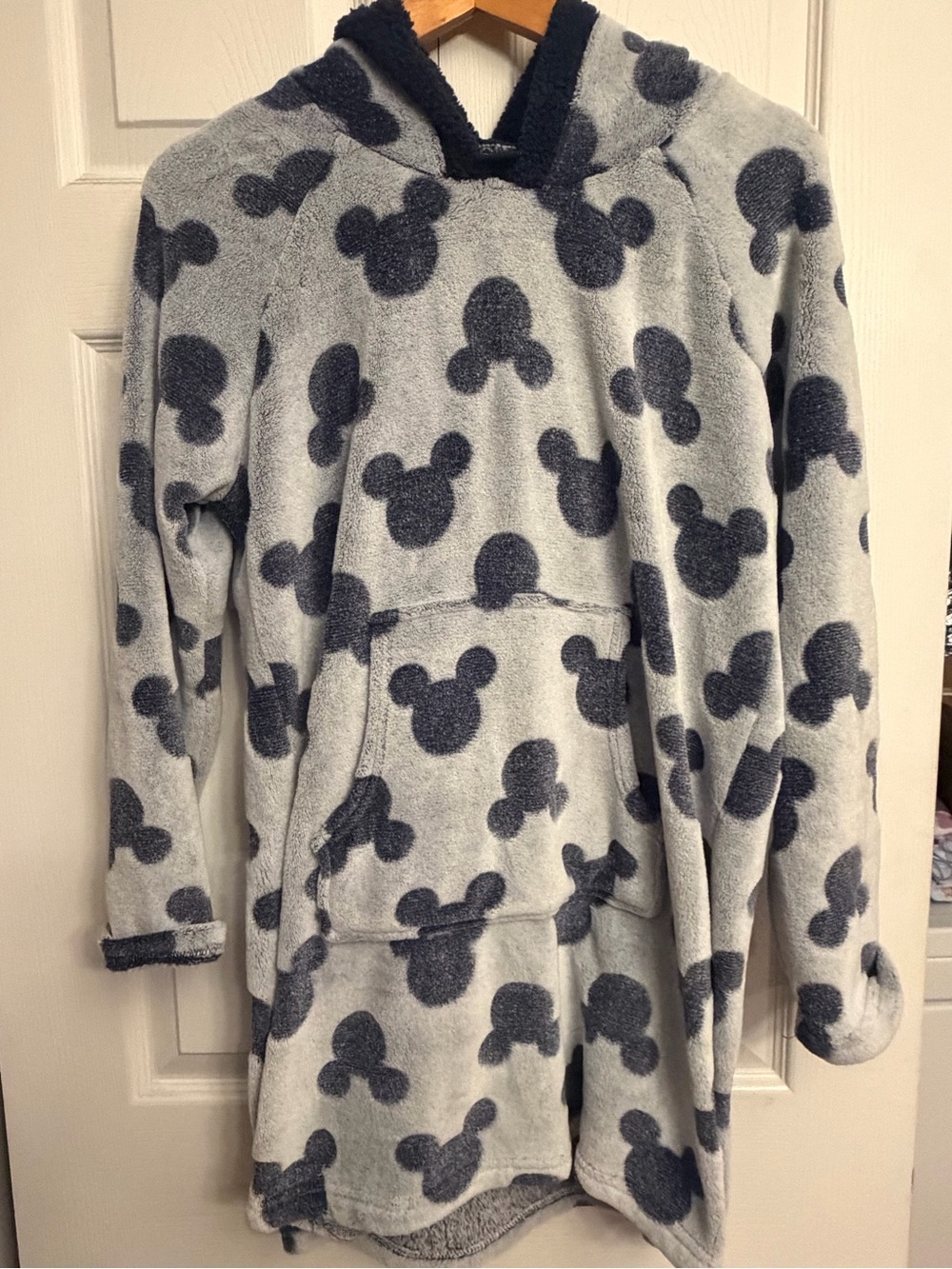 Disney Gray and Navy Mickey Fleece Crewneck Hoodie